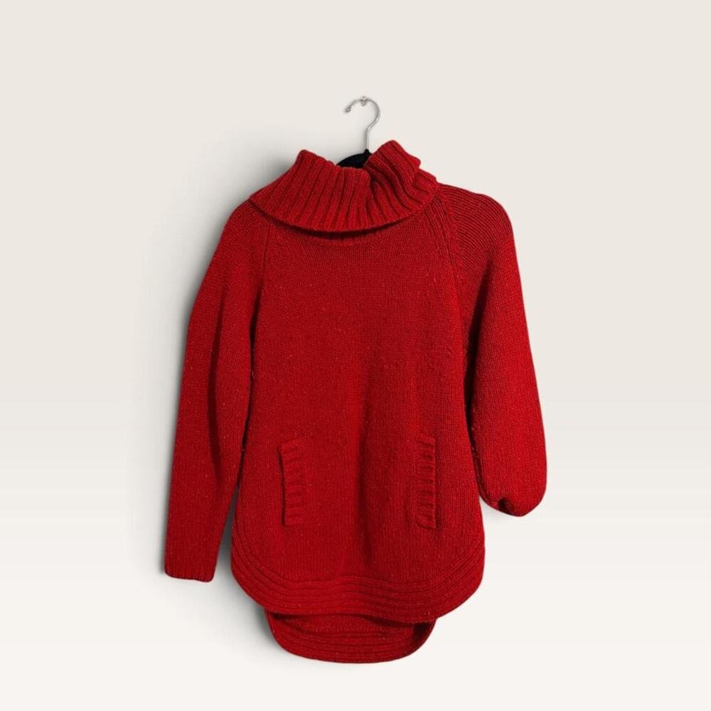 Cynthia Rowley deep Red turtleneck sweater with pockets 1X
